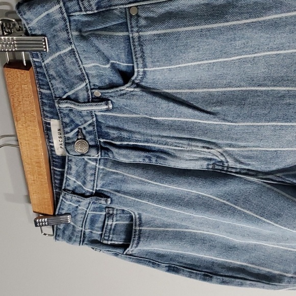 pacsun jeans women’s size 27 blue white Mom jean vertical stripes - Picture 4 of 16